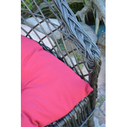 Scaun de grădină din rattan WENGE cu pernuță roșie