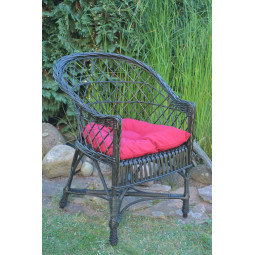 Scaun de grădină din rattan WENGE cu pernuță roșie