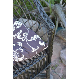 Scaun de grădină din ratan WENGE cu pernuță maro cu model