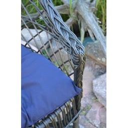 Scaun de grădină din ratan WENGE cu pernă albastră