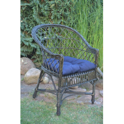 Scaun de grădină din ratan WENGE cu pernă albastră