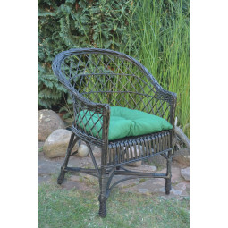 Scaun de grădină din rattan WENGE cu pernă verde