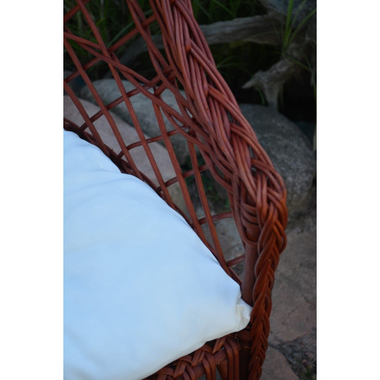 Scaun de grădină din cireș cu pernă albă