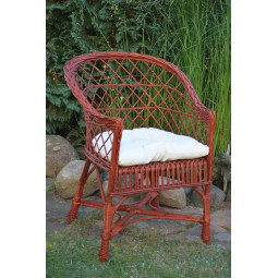 Scaun de grădină din cireș cu pernă albă