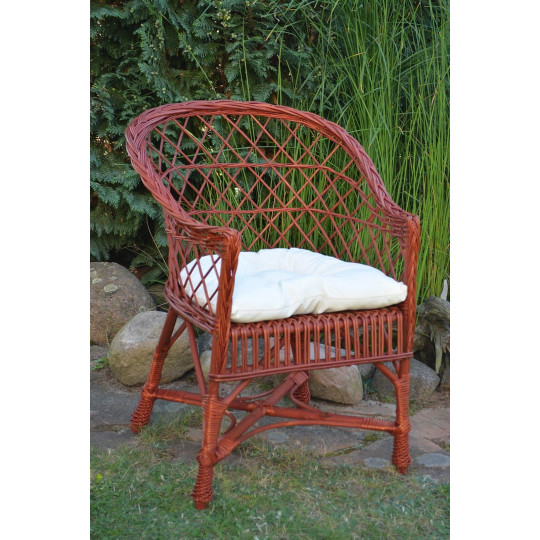 Scaun de grădină din cireș cu pernă albă