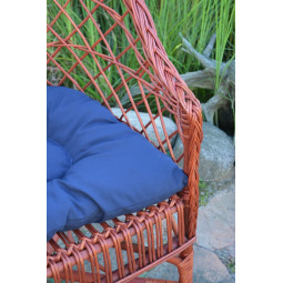 Scaun de grădină din cireș cu pernă albastră