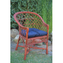 Scaun de grădină din cireș cu pernă albastră