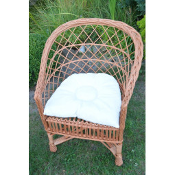 Scaun de grădină din ratan cu perna albă