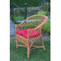 Scaun din rachita naturală pentru grădină cu pernuță roșie
