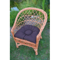 Scaun de grădină din ratan natural, cu pernuță maro