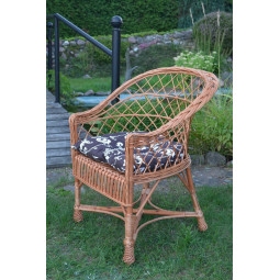 Scaun pentru grădină din nuiele naturale cu pernă maro cu model