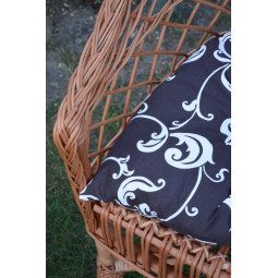 Scaun pentru grădină din nuiele naturale cu pernă maro cu model