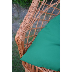 Scaun de grădină din ratan natural cu pernă verde