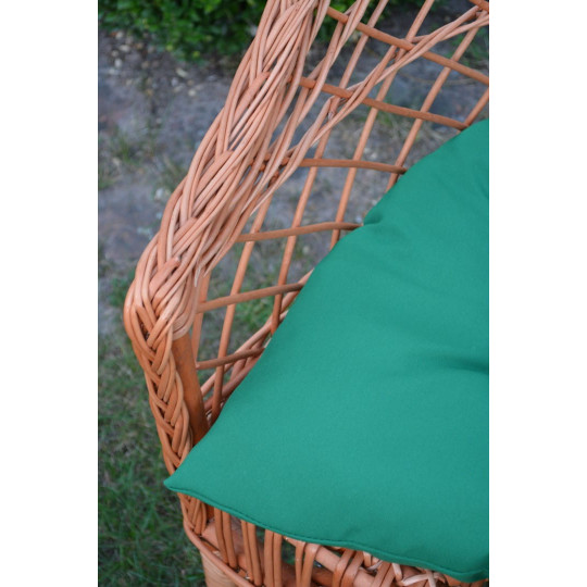 Scaun de grădină din ratan natural cu pernă verde
