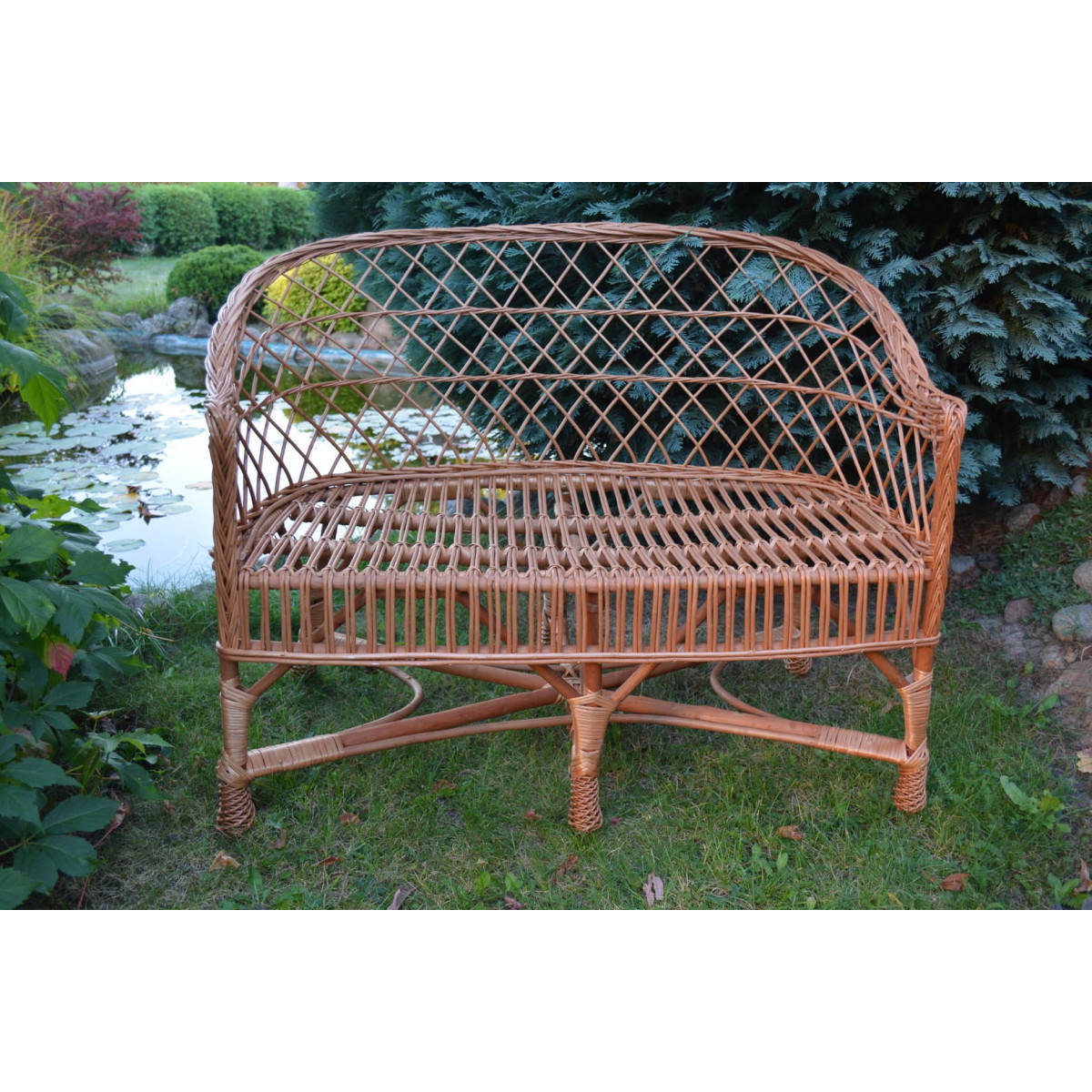 Canapea de grădină din rattan natural