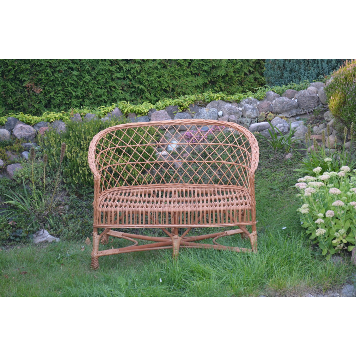 Canapea de grădină din rattan natural