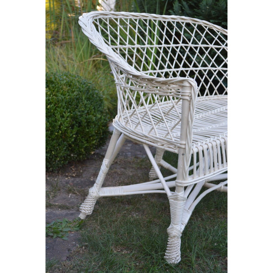 Sofa din ratan alb pentru grădină