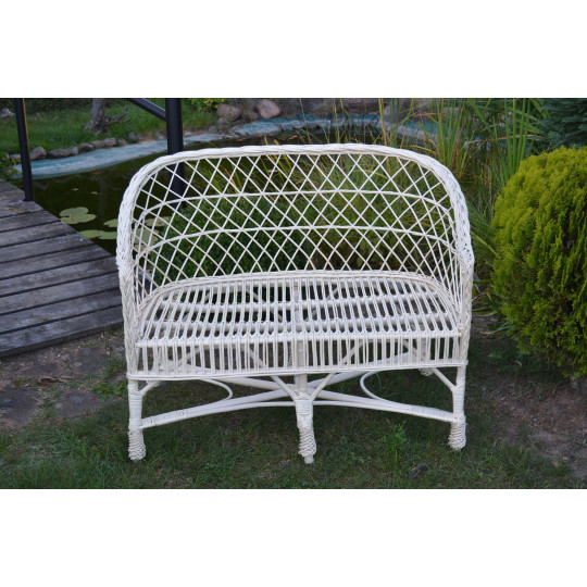 Sofa din ratan alb pentru grădină