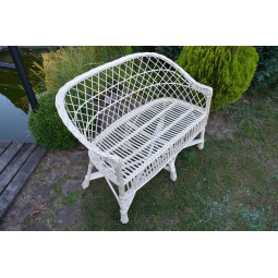 Sofa din ratan alb pentru grădină