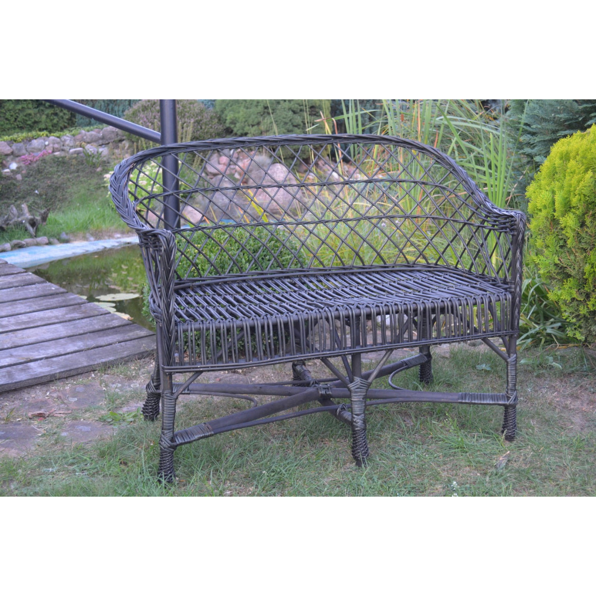 Divan din răchită pentru grădină, culoare WENGE