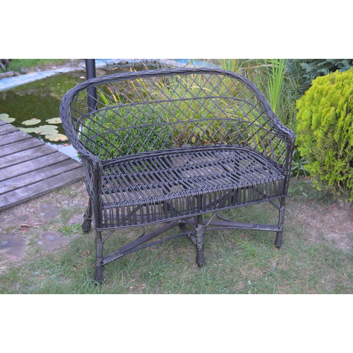 Divan din răchită pentru grădină, culoare WENGE