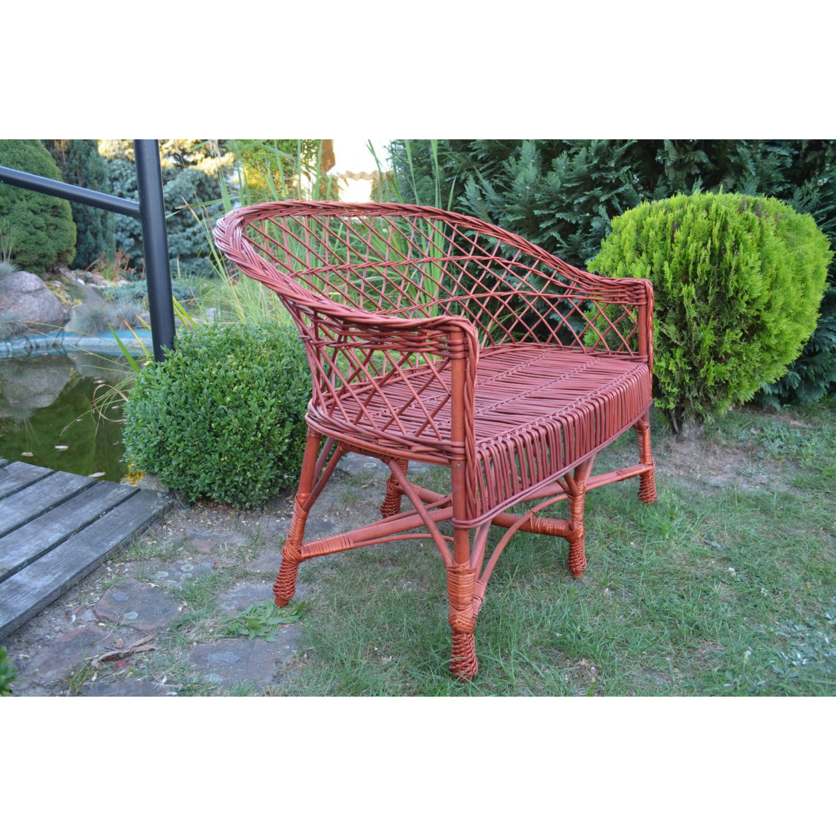 Canapea de grădină din ratan, vișină