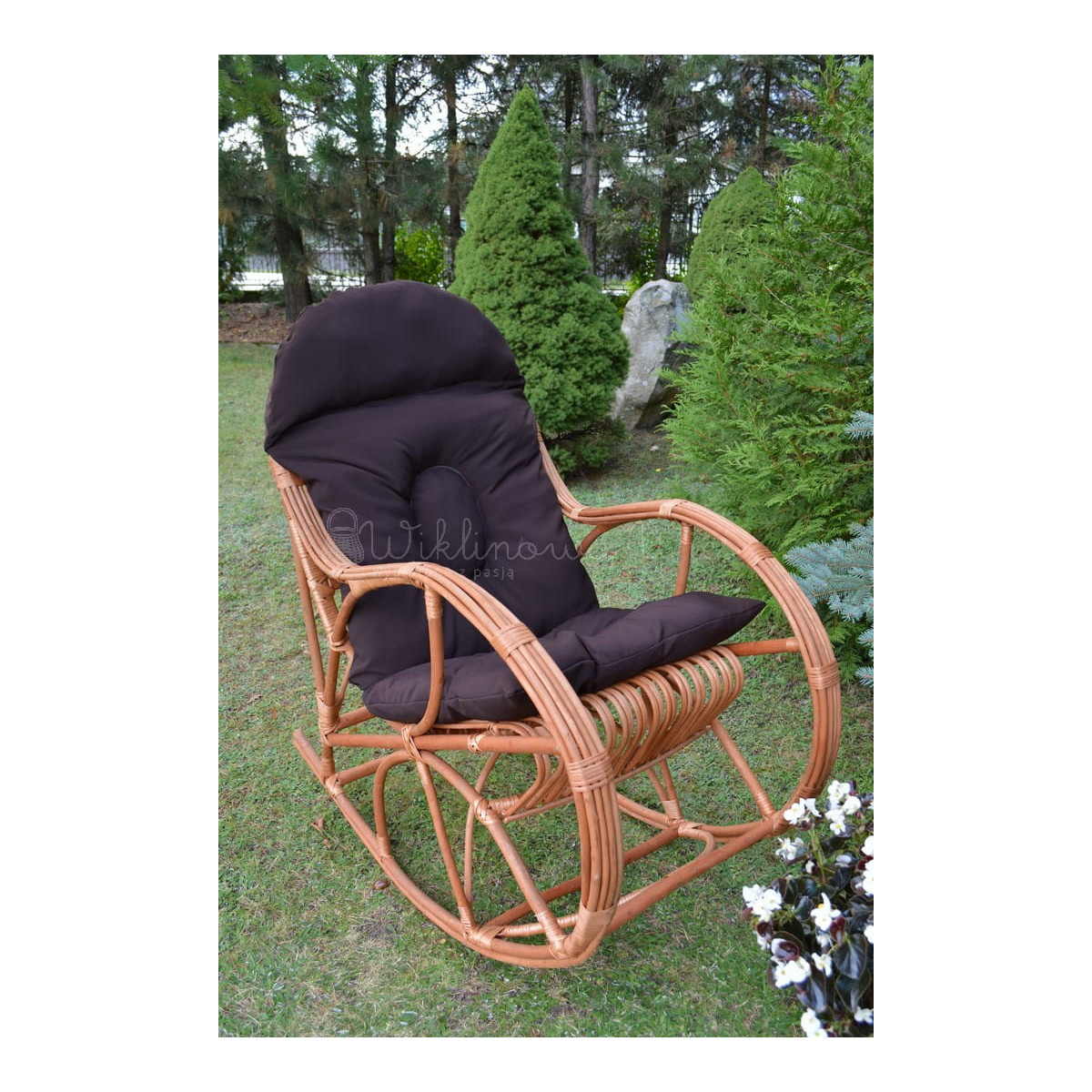 Scaunul de leagăn pentru grădină KING II cu perna maro