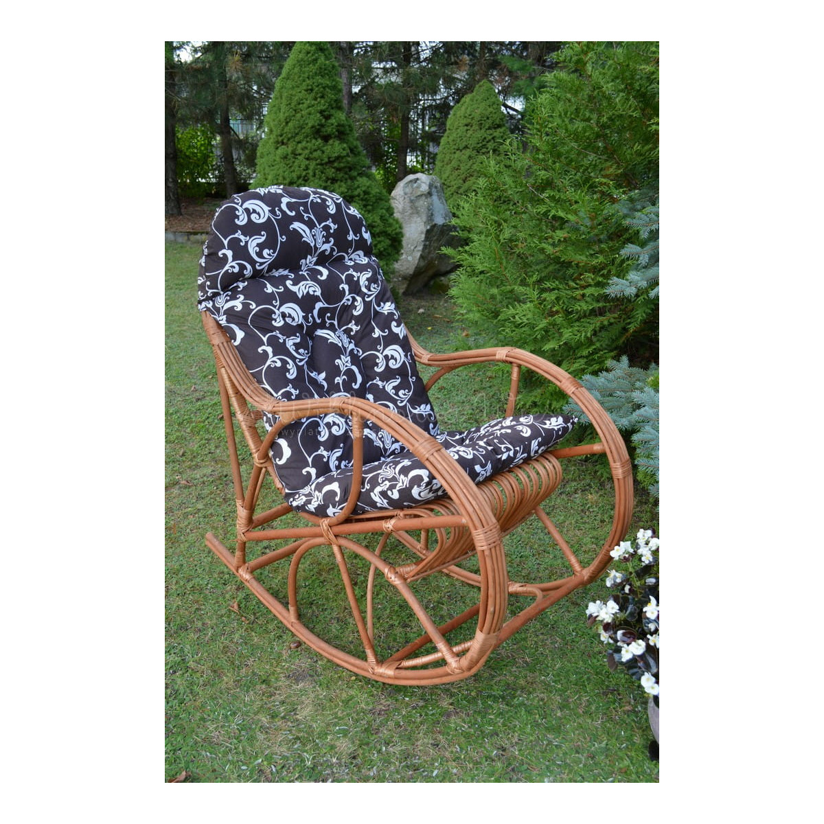 Scaunul de grădină suspendat KING II cu pernă de culoare maro cu model