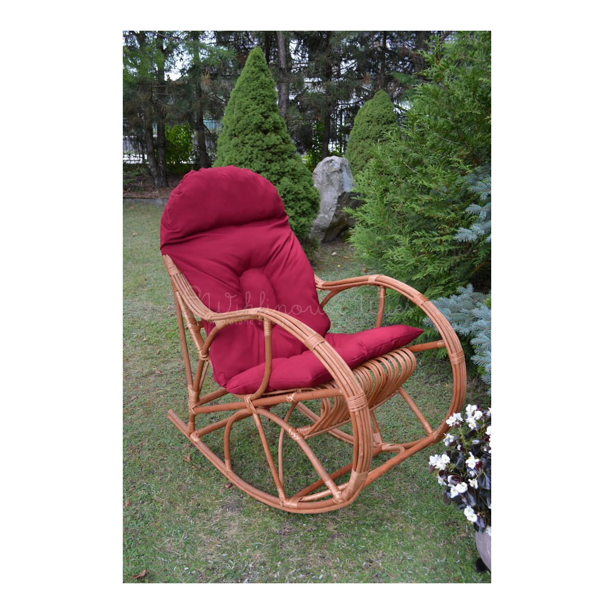 Scaunul de grădină suspendat KING II cu pernă burgundă