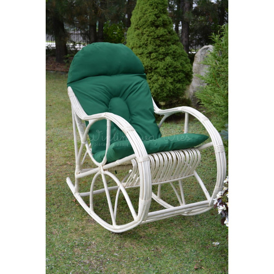 Scaun de grădină suspendat alb KING cu pernă verde