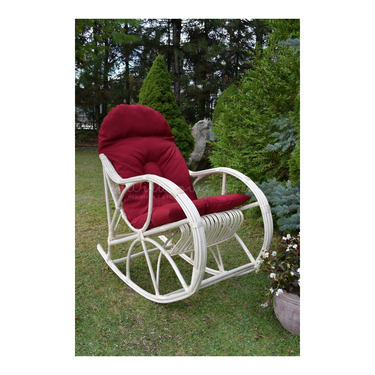 Scaunul suspendat pentru grădină KING cu pernuță roșie închisă
