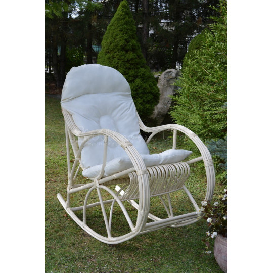 Scaunul de grădină suspendat KING alb cu pernă albă