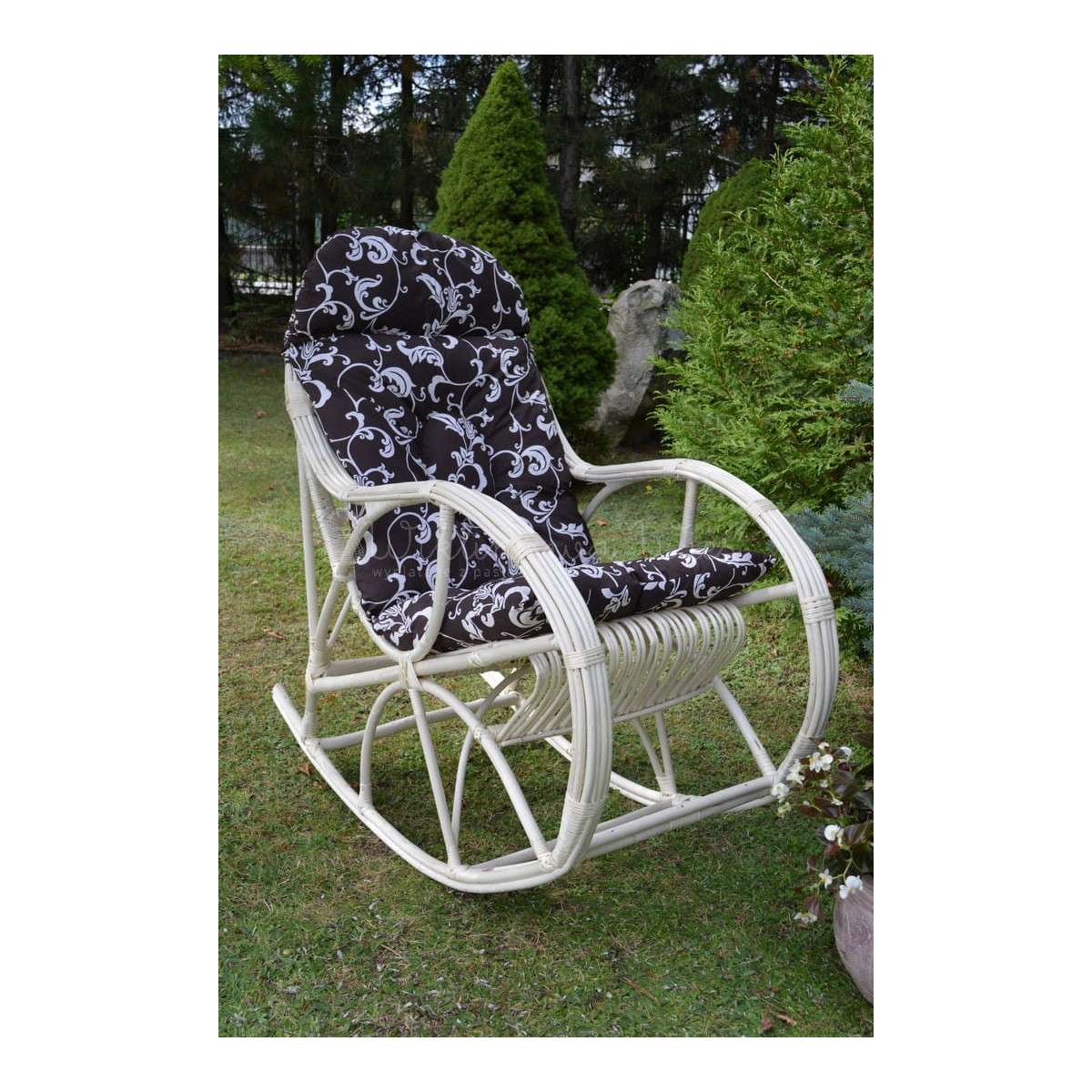 Scaunul suspendat pentru grădină KING cu perne maro cu model