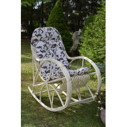 Fotoliu suspendată pentru grădină WHITE KING cu pernă albă cu model