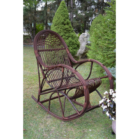 Fotoliu suspendată din ratan de culoare maro închis pentru grădină