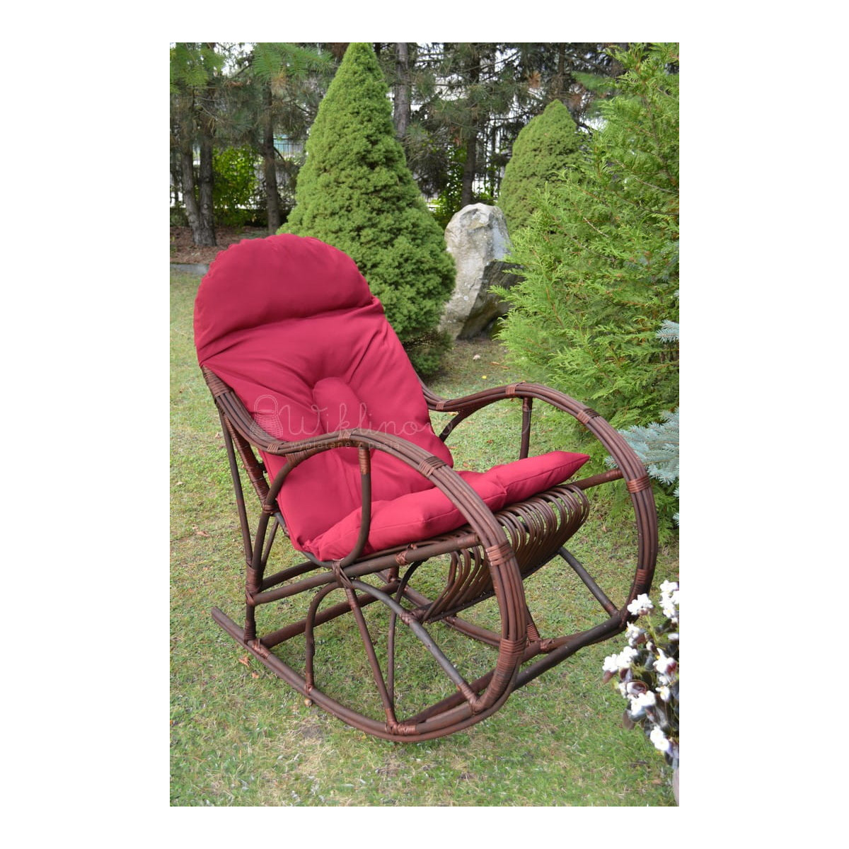 Scaun de grădină suspendat cu pernuță roșie