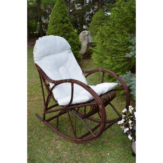 Scaun de leagăn pentru grădină cu pernuță albă