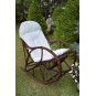 Scaun de leagăn pentru grădină cu pernuță albă