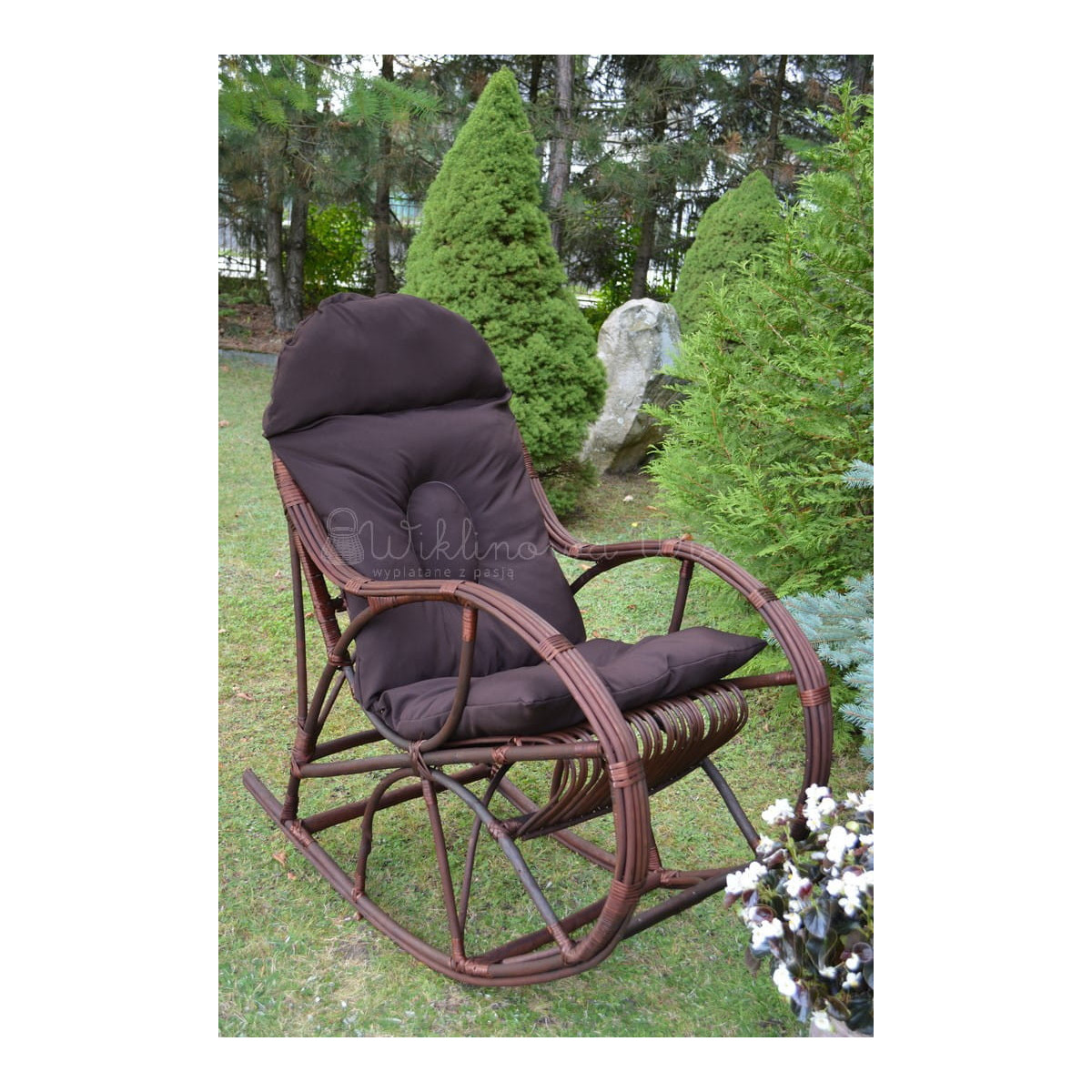 Scaun de grădină suspendat închis, cu perne maro