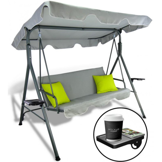 Hamac de grădină gri cu perne galbene 170 x 110 x 153 cm