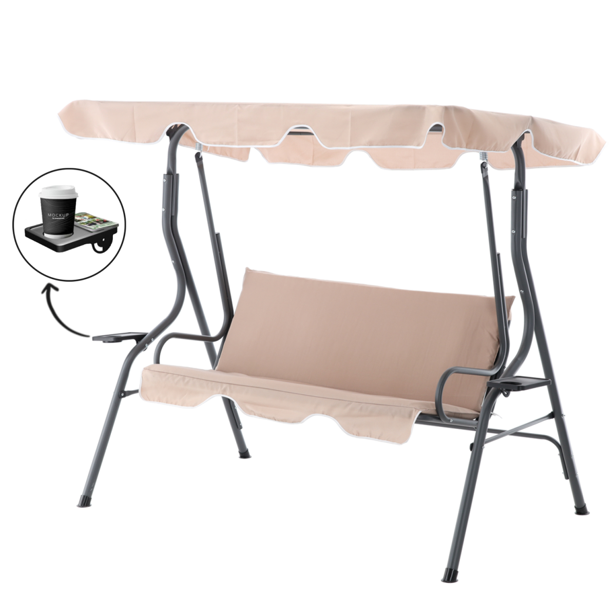 Hamac de grădină de culoare bej închis 170 x 110 x 153 cm