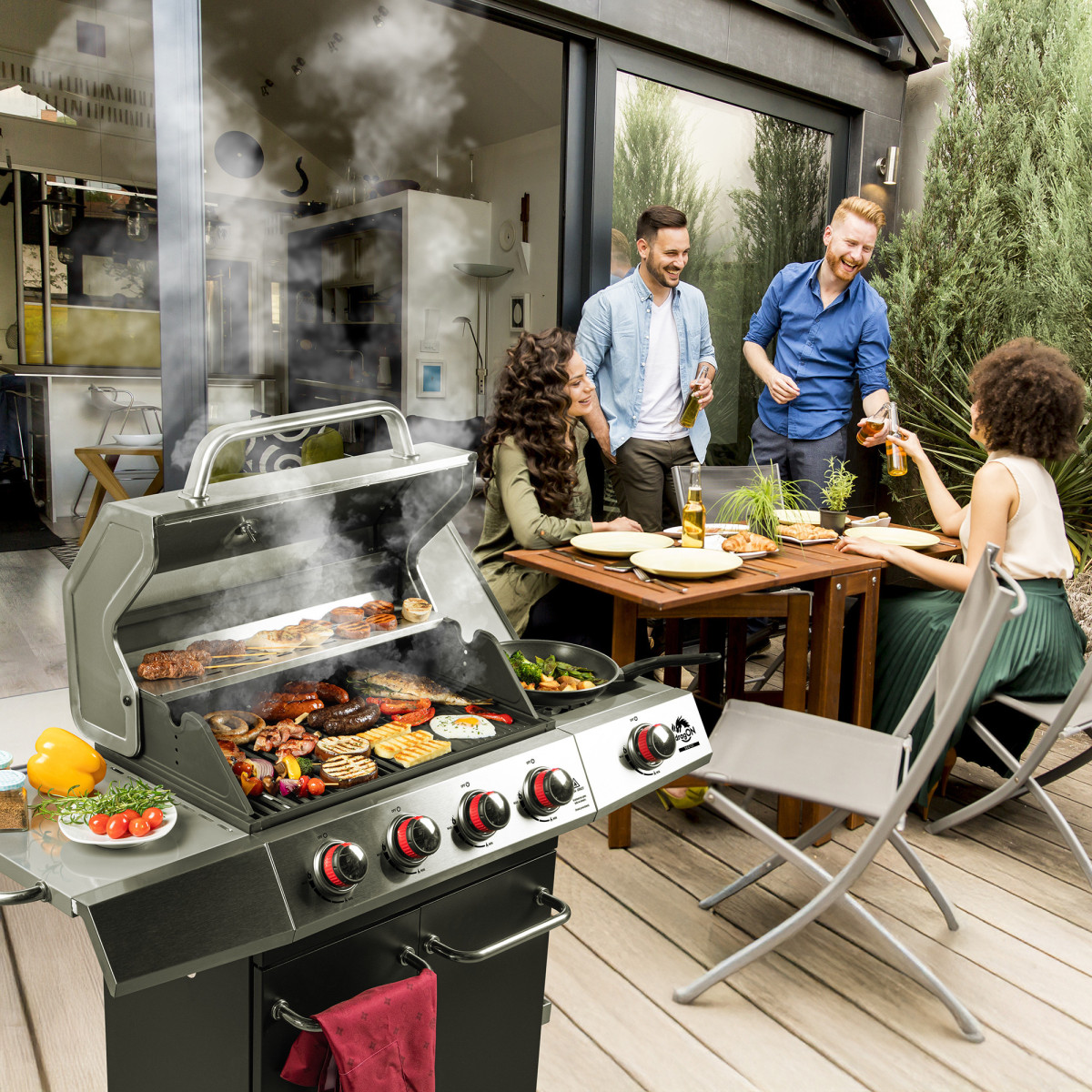 Grătar pe gaz dragON BBQ101, 11,7 kW, negru-silver