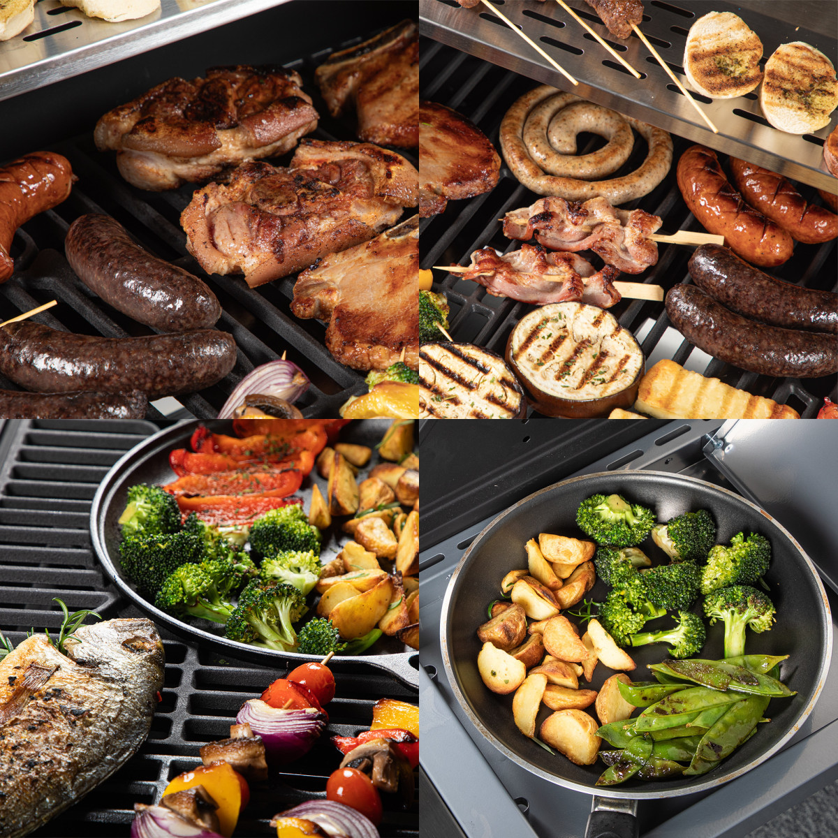 Grătar pe gaz dragON BBQ201, cu o putere de 18,8 kW, argintiu, cu termometru și capac.