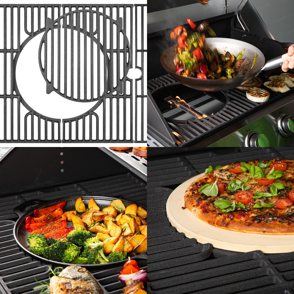 Grătar pe gaz dragON BBQ201, cu o putere de 18,8 kW, argintiu, cu termometru și capac.