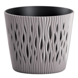 Vază cu insert SANDY Rotund 190, 158x138 mm, mocca