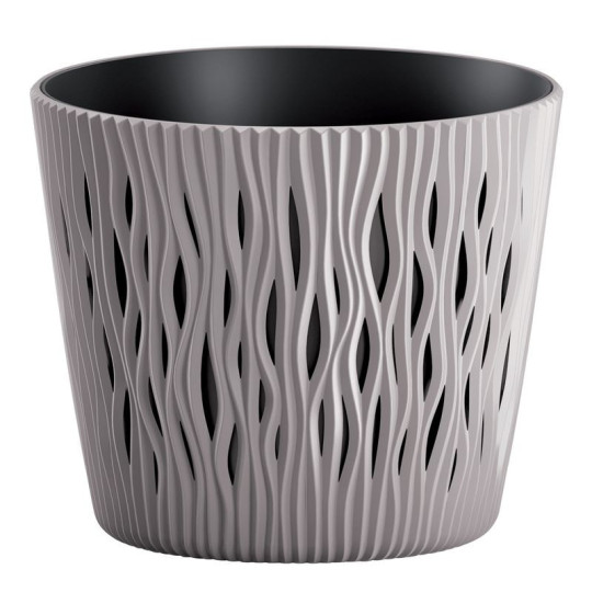 Vază cu insert SANDY Rotund 190, 158x138 mm, mocca