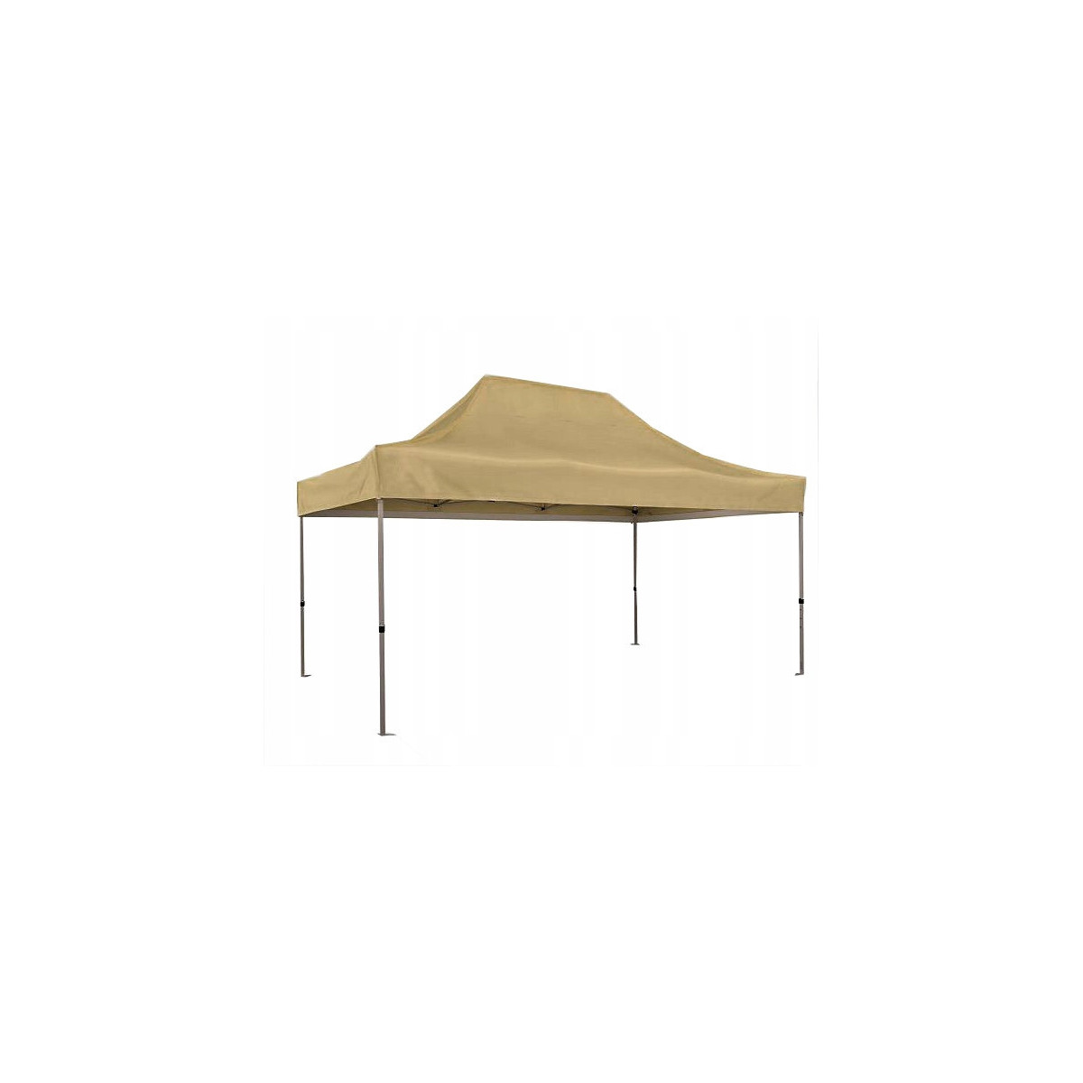 Stan tipového typu nožníc, robustný, béžovej farby, s rozmermi 3x4,5 metra.