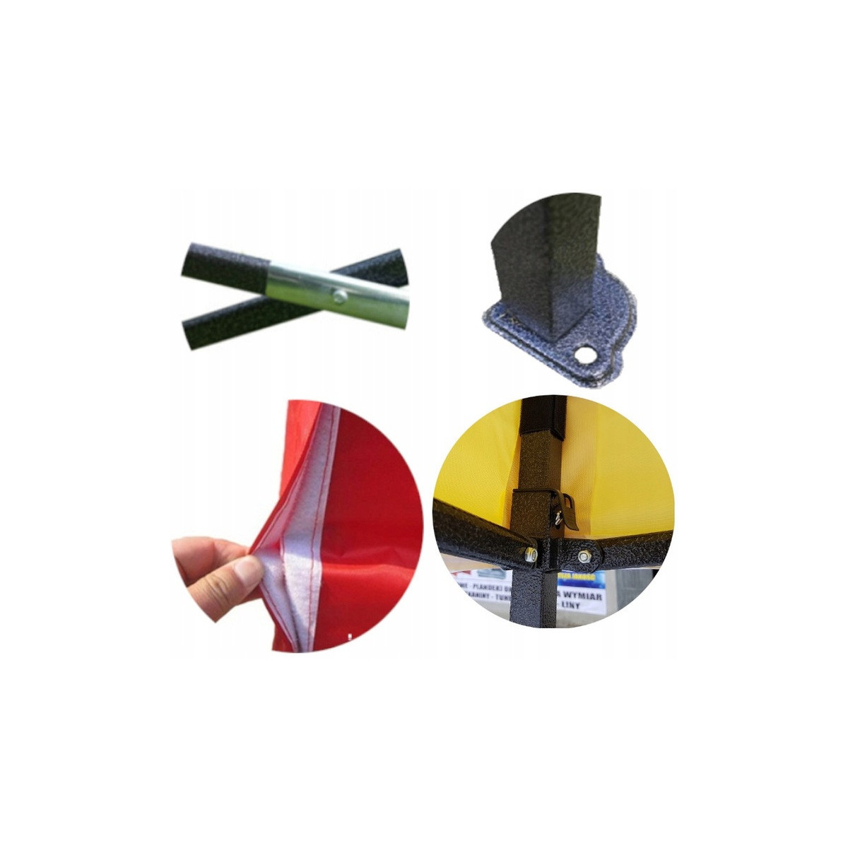 Stan tipového typu nožníc, robustný, béžovej farby, s rozmermi 3x4,5 metra.