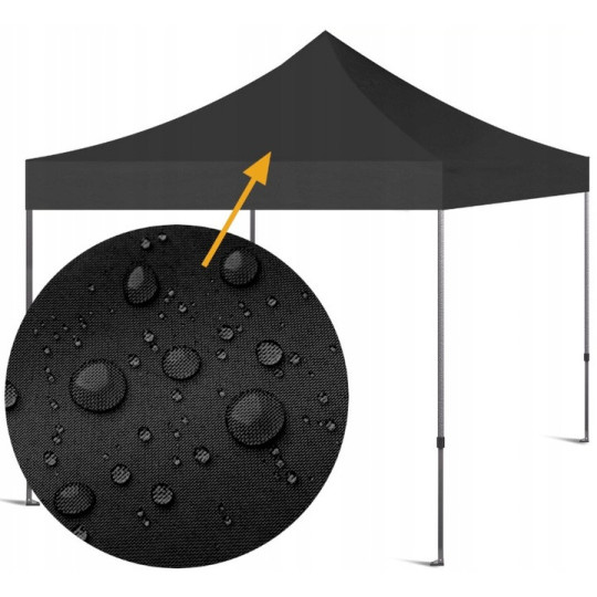 Un cort tent de tip foarfecă, de culoare neagră, 3x3