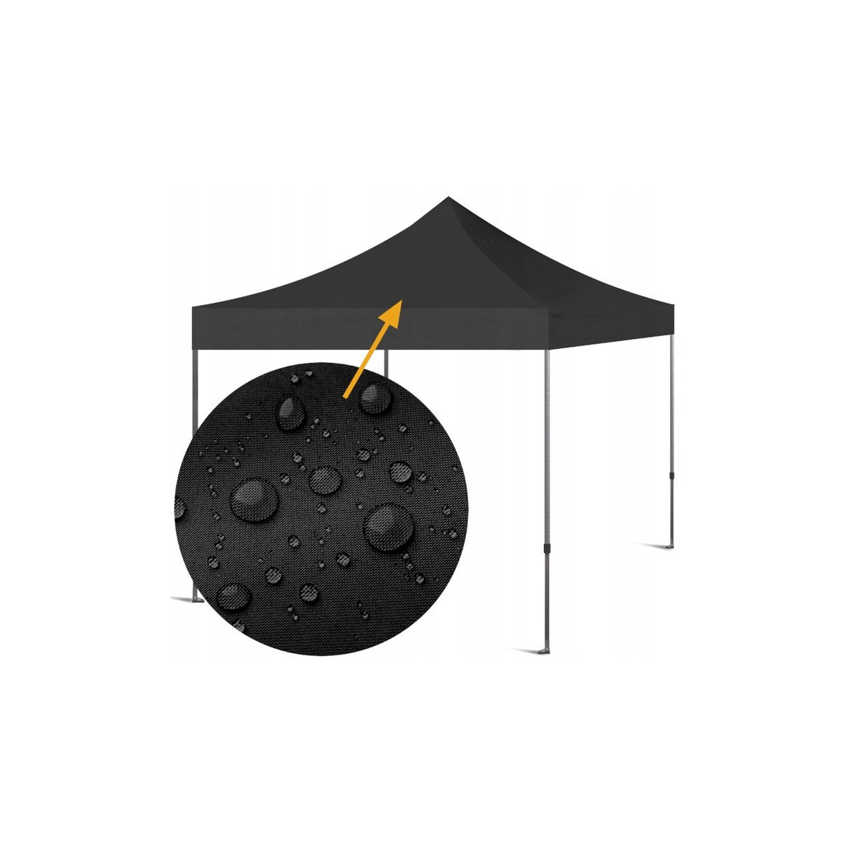 Un cort tent de tip foarfecă, de culoare neagră, 3x3